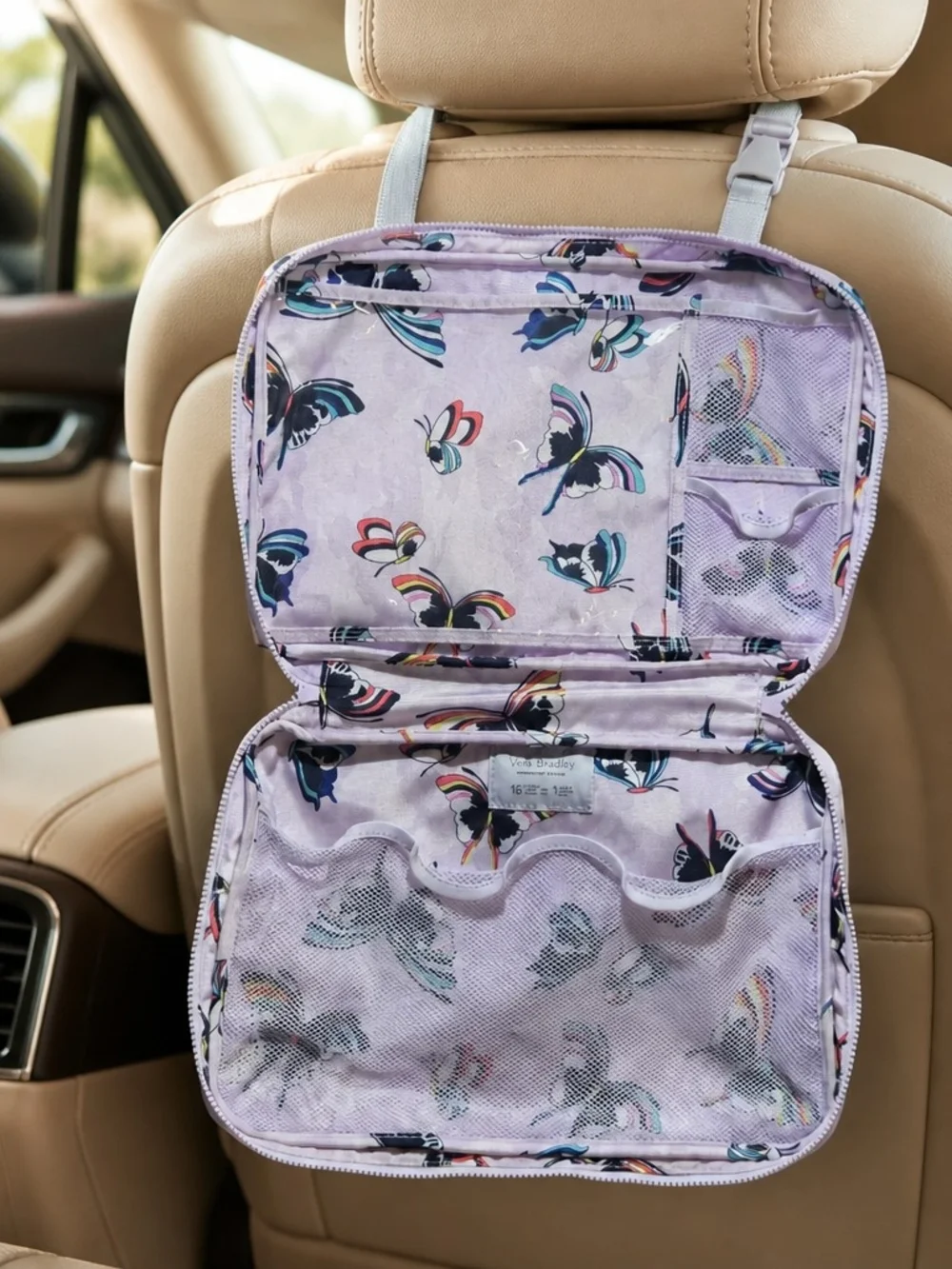 Vera Bradley ReActive Seat Hanging Organizer in Lavender Butterflies.  NWT